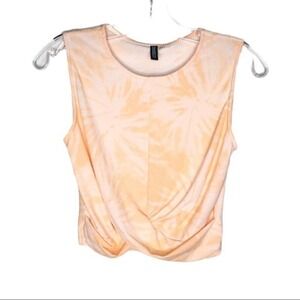 Divided H&M Peach Tie Dye Ribbed Twist Front Sleeveless Crop Top Shirt Womens M